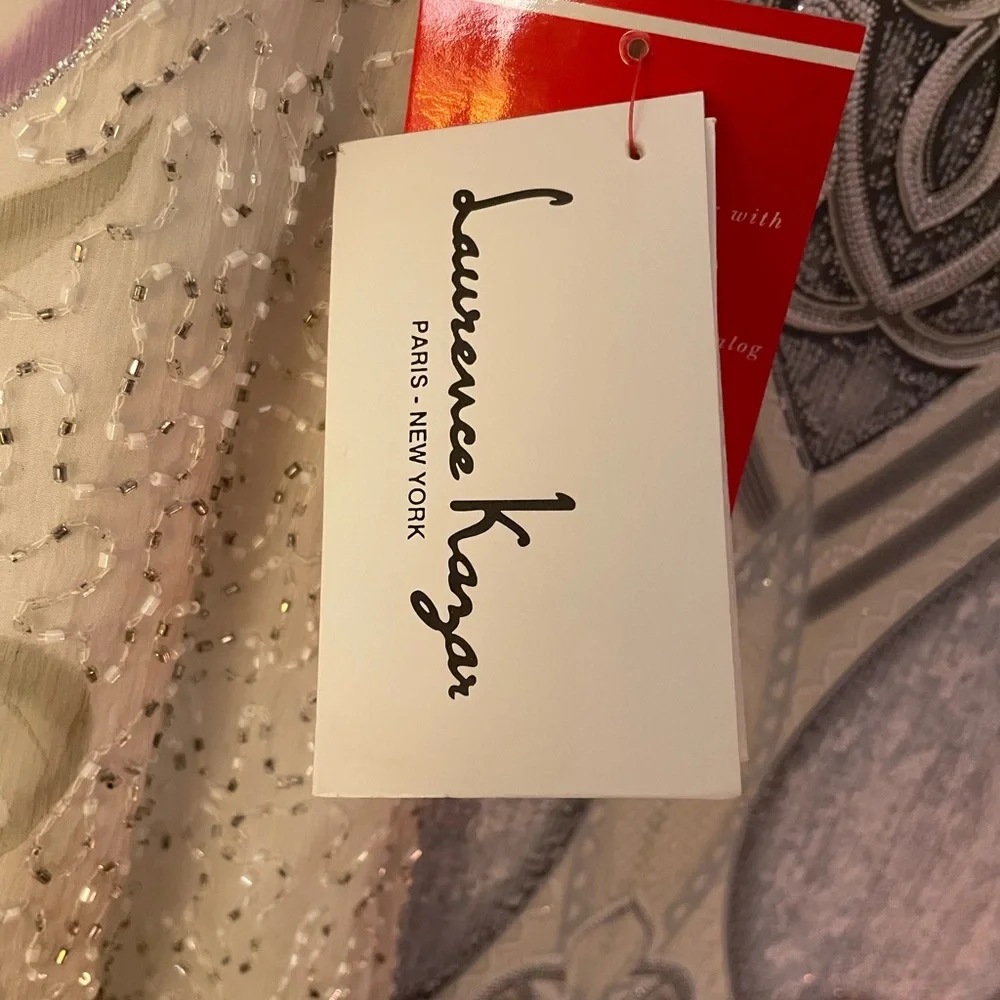 Laurence Kazar Ivory Beaded  Size 8. Full length. dress. New VINTAGE - Picture 2 of 16